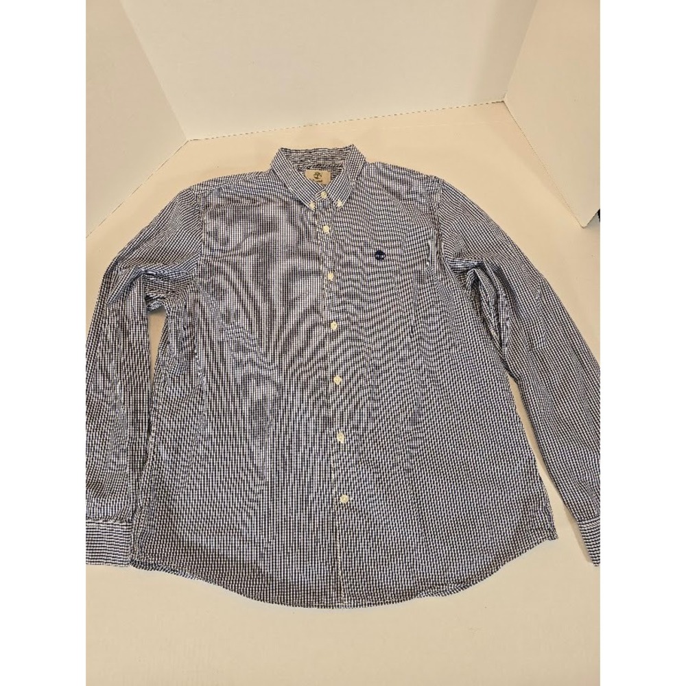 Timberland Mens XL Slim Fit Blue White‎ Gingham Check Long Sleeve Shirt